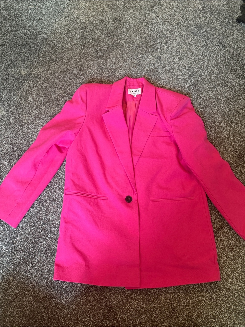NA-KD Women's Bright Pink Single-Button Blazer